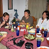 Some of the Landis family at the dinner table. 