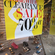 Sale sign in Chicago shoe store 