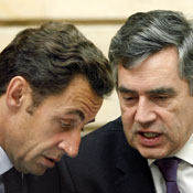 French President Sarkozy and Britain PM Brown 