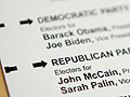An absentee voter ballot