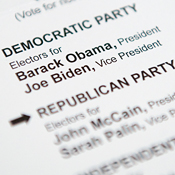 An absentee voter ballot 