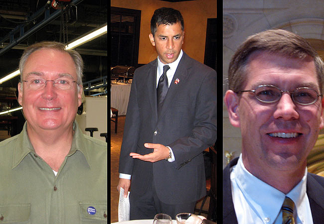 The candidates for Minnesota's 3rd Congressional District, IP-candidate David Dillon (left), DFLer Ashwin Madia and Republican Erik Paulsen, are in a tight and expensive race.