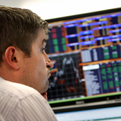 A Russian trader monitors the markets 