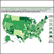Map showing out-of-state contributions 