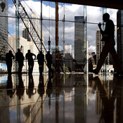 People view construction in New York City 