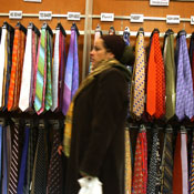 Shopper and display of neckties 