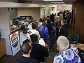 Absentee voters wait in line in Ramsey County