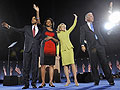 Obama, Biden and their wives wave to supporters