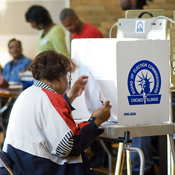 A voter casts her ballot -- Nov. 4, 2008 