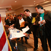 Job seekers line up for applications 
