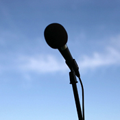 A microphone on a podium 
