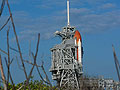 Space Shuttle Endeavour sits on the launch pad