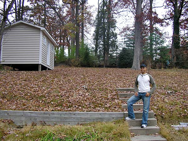 
                Dean Berlin in his suburban Maryland backyard.  Berlin is offering to rent out space in his backyard for camping during the presidential inauguration of Barack Obama for $100 per night,  per tent.
                                    (Nancy Marshall Genzer / Marketplace)
                                