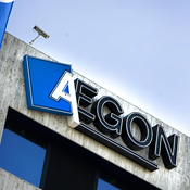 The logo of Dutch insurer Aegon 