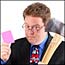 A manager with pink slip and ax