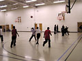 Playing basketball