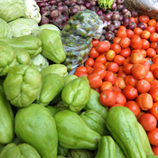 Vegetables at a market stand 