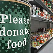Donation bin at San Francisco food bank 