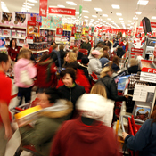 Holiday shoppers flood a target on Black Friday 