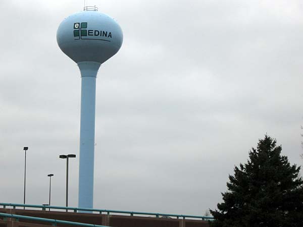 
                The Edina, Minn., water tower.
                                    (Annie Baxter / Minnesota Public Radio)
                                