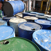 Stacks of oil barrels 