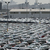 Port of Long Beach filled with Toyotas 