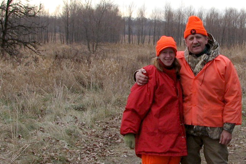 
                    Bob Sweet and reporter Sarah Lemanczyk prepare for the hunt.
                                            (Courtesy Sarah Lemanczyk)
                                        