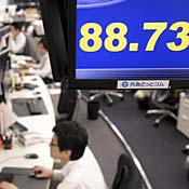 Foreign currency trader in Tokyo. 