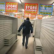 Empty shelves at Woolworth's 