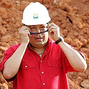 Venezuela President Hugo Chavez at an oil refinery 