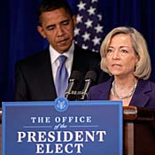 Nancy Killefer and President-elect Obama 