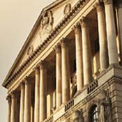 Clock in front of the Bank of England 