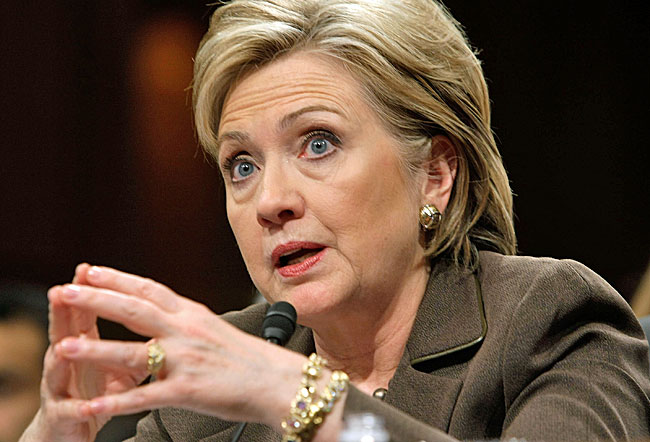 Hillary Rodham Clinton, testifies during her confirmation hearing before the 