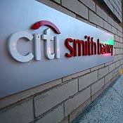 Logo at a Citibank Smith Barney branch in New York 