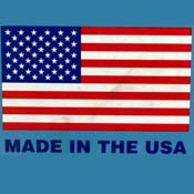 Label with U.S. flag and 