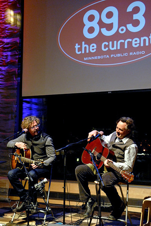 Gary Louris and Mark Olson performing in the UBS Forum at Minnesota Public Radio. Both say when they started playing together again, it was like they had never stopped. Gary Louris and Mark Olson performing in the UBS Forum at Minnesota Public Radio. Both say when they started playing together again, it was like they had never stopped.
