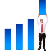 Employee adds to growth on bar chart. 