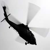 Helicopter setting off on a rescue mission 