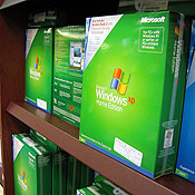 Microsoft products on display at a store 