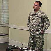 Bordelon leads a morning meeting. 