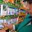 Cartons and packages of milk on display in China