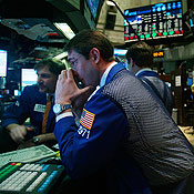 Traders on the New York Stock Exchange floor 