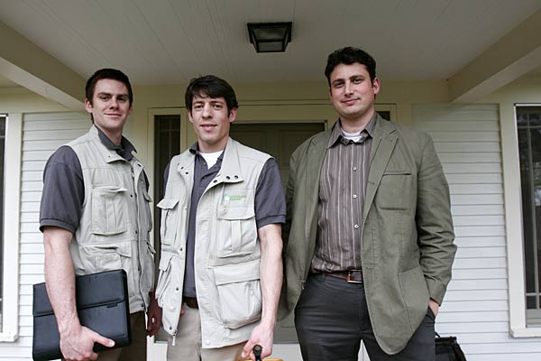 
                The Sustainable Spaces team, from left, Daniel Bell, Trey Muffet and founder Matt Golden.
                                    (Sam Eaton / Marketplace)
                                