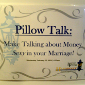 Financial planner Lisa Peterson's seminar "Pillow Talk: Make Talking About Money Sexy in Your Marriage," aims to take the conflict out of talking about money in relationships.