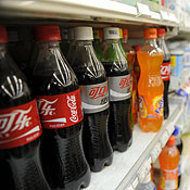 Bottles of Coca-Cola at a store in Beijing, China 