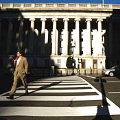In front of the U.S. Treasury Department 