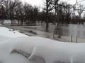 Snow and sandbags