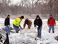 Building a levee in the snow