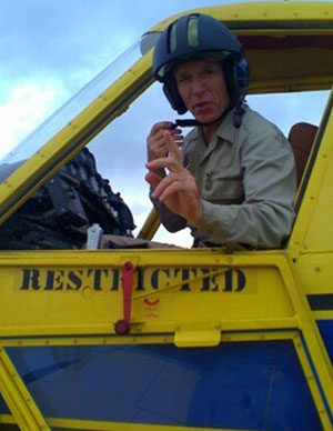 
                Ray Dyson, professional aerial applicator, otherwise called a "crop duster."
                                    (Wally Nichols)
                                