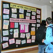 The board outside the college and career center at Blake High School in Silver Spring, Md.